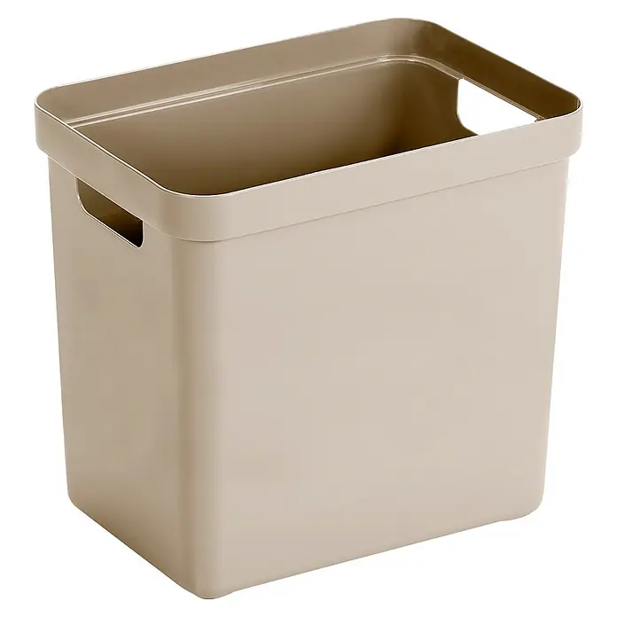 Sunware Sigma home Aufbewahrungsbox - L x B x H: 35 x 24,6 x 36,3 cm, Kunststoff, Beige - Hellbraune rechteckige Kunststoff-Aufbewahrungsbox mit integrierten Griffen.