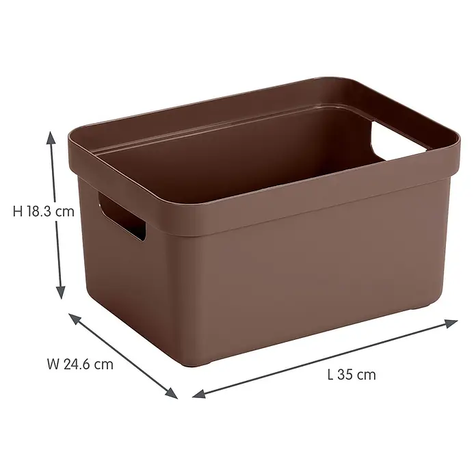 Sunware Sigma home Aufbewahrungsbox - L x B x H: 35 x 24,6 x 18,3 cm, Kunststoff, Schoko - Braune Plastik-Aufbewahrungsbox mit Griffen, H 18.3 cm, B 24.6 cm, L 35 cm.