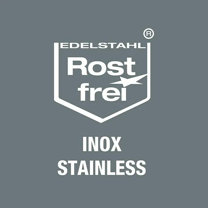 Wera Premium Plus Bit-Set BC 10/9 Stainless - 11 -tlg., Magnetisch - Edelstahl Rostfrei Logo auf grauem Hintergrund, das die Beständigkeit des Materials gegen Rost und Korrosion hervorhebt.