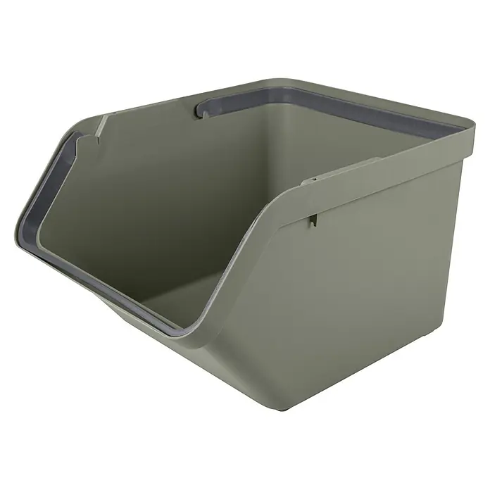 Sunware Sigma home Mülltrennsystem - 45 l, L x B x H: 49,3 x 38,8 x 29,8 cm, Dunkelgrün, Kunststoff - Graugrüner Stapelbehälter aus Kunststoff mit dunkelgrauer Zierleiste.