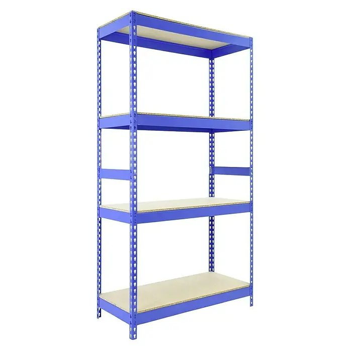 Regalux Estantería para cargas pesadas XXL - Al x An x Pr: 180 x 120 x 50 cm, Número de baldas: 4 ud., Inserción, Azul - Estantería de cuatro estantes, ideal para almacenamiento y organización. El marco metálico azul garantiza estabilidad y un aspecto moderno.