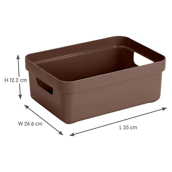 Sunware Sigma home Aufbewahrungsbox - L x B x H: 35 x 24,6 x 12,2 cm, Kunststoff, Schoko - Braune Plastik-Aufbewahrungsbox mit Griffen, L 35 x B 24,6 x H 12,2 cm.