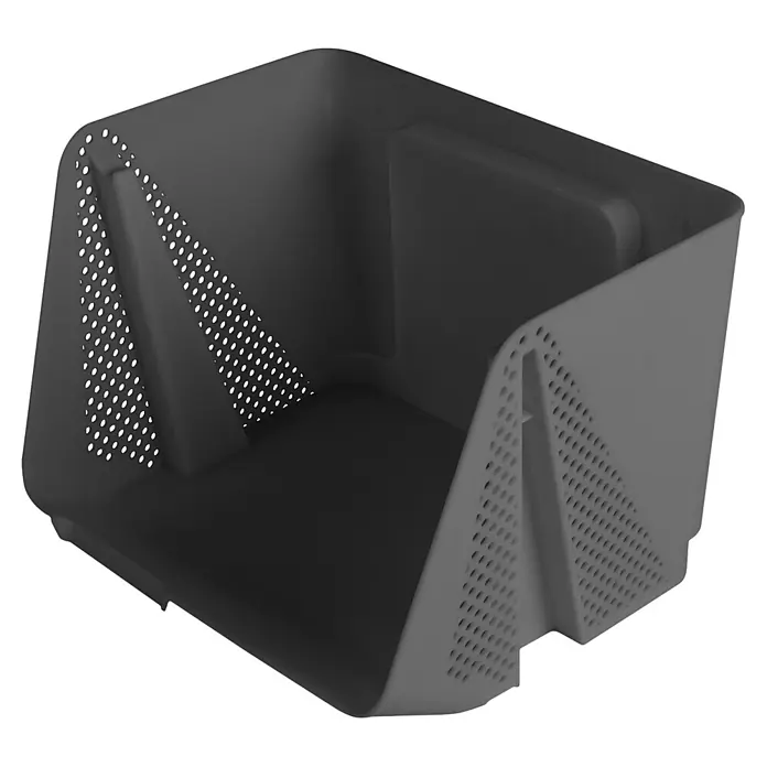 Sunware Sigma home Schreibtisch-Organizer Stackable - L x B x H: 20 x 25 x 17,5 cm, Anthrazit, Kunststoff - Dunkelgrauer, offener Aufbewahrungsbehälter mit eckigen, perforierten Seiten.