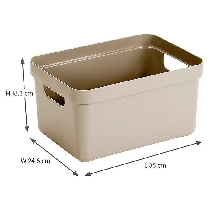 Sunware Sigma home Aufbewahrungsbox - L x B x H: 35 x 24,6 x 18,3 cm, Kunststoff, Beige - Rechteckige beige Kunststoff-Aufbewahrungsbox mit Griffen, H 18,3 cm, W 24,6 cm, L 35 cm.