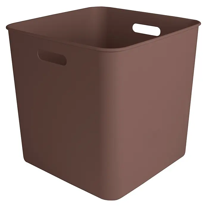 Sunware Sigma home Aufbewahrungsbox cube box - L x B x H: 31 x 31 x 31 cm, Kunststoff, Schoko, 25 l - Braune rechteckige Kunststoff-Aufbewahrungsbox mit integrierten Griffen.