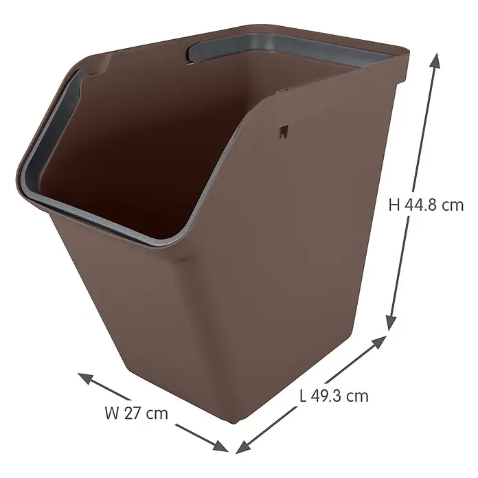 Sunware Sigma home Mülltrennsystem - 40 l, L x B x H: 49,3 x 27 x 44,8 cm, Schoko, Kunststoff - Brauner stapelbarer Kunststoffbehälter, Maße H 44,8 cm, L 49,3 cm, B 27 cm.