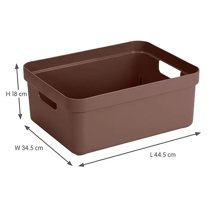 Sunware Sigma home Aufbewahrungsbox - L x B x H: 44,5 x 34,5 x 18,3 cm, Kunststoff, Schoko - Braune Kunststoff-Aufbewahrungsbox mit integrierten Griffen.