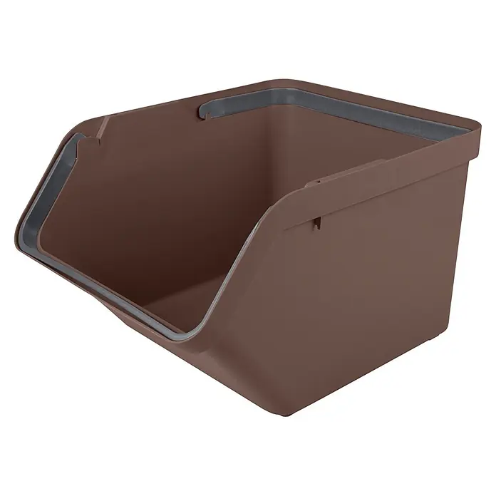 Sunware Sigma home Mülltrennsystem - 45 l, L x B x H: 49,3 x 38,8 x 29,8 cm, Schoko, Kunststoff - Braune Stapelbox aus Kunststoff mit grauem Rand.