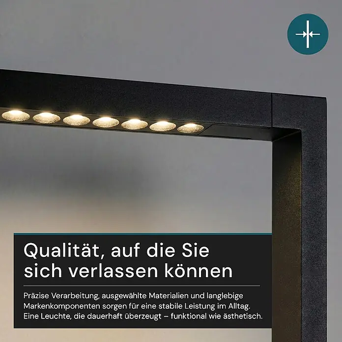 Luxula LED-Stehleuchte - 45 W, Höhe: 194 cm, Schwarz, Neutralweiß - Mattschwarze lineare Leuchte mit mehreren integrierten LED-Spots.