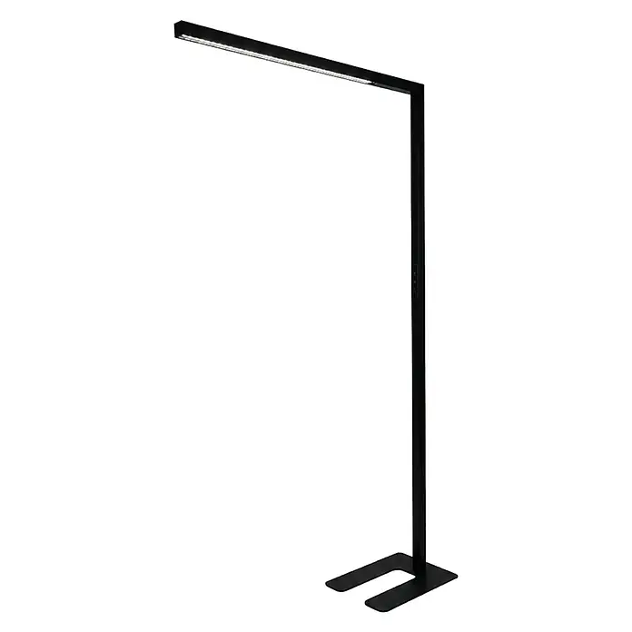 Luxula LED-Stehleuchte - 45 W, Höhe: 194 cm, Schwarz, Neutralweiß - Schwarze minimalistische LED-Stehlampe mit rechteckigem Kopf und U-förmigem Fuß.