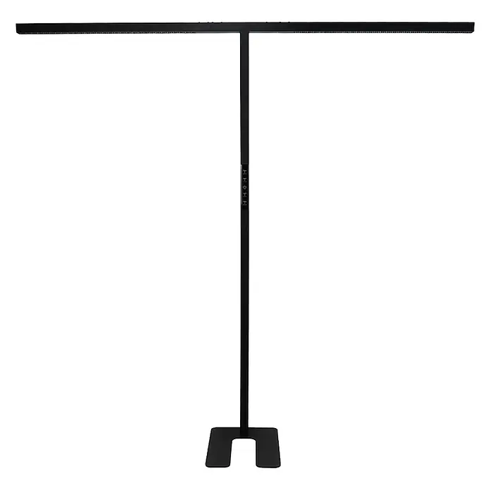 Luxula LED-Stehleuchte - 90 W, Höhe: 204 cm, Schwarz, Neutralweiß - Schwarze, bodenstehende Pflanzenlampe aus Metall mit horizontalem LED-Balken und U-förmigem Fuß.