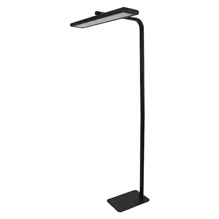 Luxula LED-Stehleuchte - 60 W, Höhe: 185 cm, Schwarz, Neutralweiß - Schwarze LED-Stehlampe aus Metall mit rechteckigem Kopf für moderne Beleuchtung.