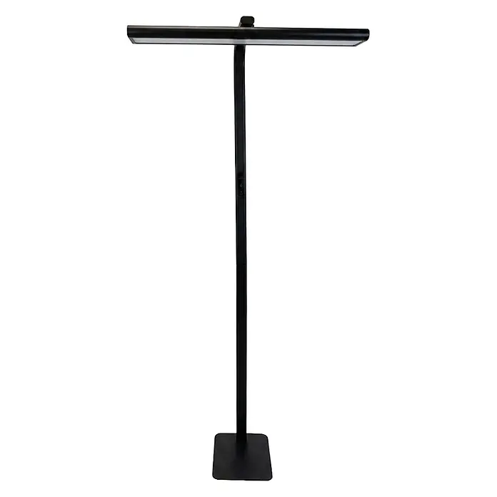 Luxula LED-Stehleuchte - 60 W, Höhe: 185 cm, Schwarz, Neutralweiß - Eine hohe, schwarze LED-Stehlampe aus Metall mit rechteckiger Lichtleiste und quadratischem Fuß.