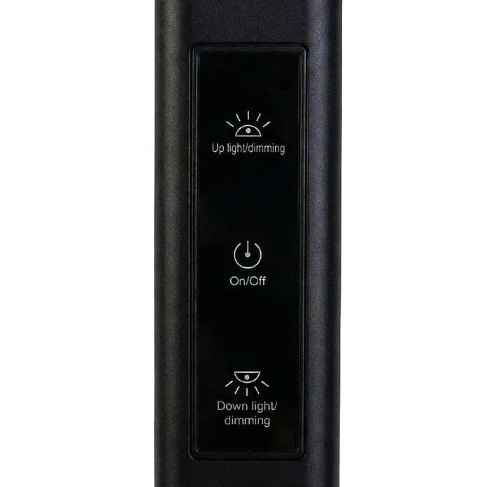 Luxula LED-Stehleuchte - 60 W, Höhe: 185 cm, Schwarz, Neutralweiß - Schwarzes Bedienfeld mit Tasten für Auf-/Ablicht-Dimmung und Ein/Aus.