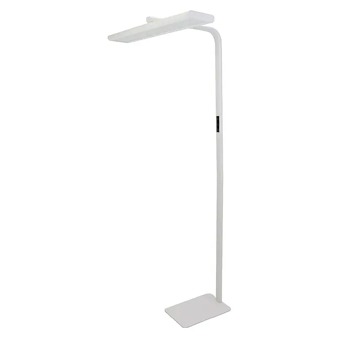 Luxula LED-Stehleuchte - 60 W, Höhe: 185 cm, Weiß, Neutralweiß - Weiße rechteckige LED-Stehlampe mit schlankem Stiel und flachem Fuß, verstellbarem Kopf und Bedienfeld.