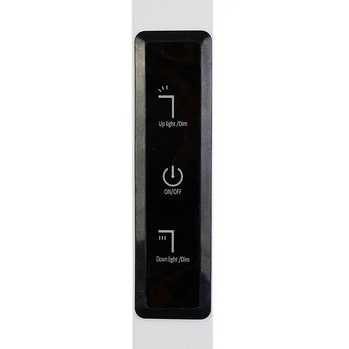 Luxula LED-Stehleuchte - 45 W, Höhe: 194 cm, Weiß, Neutralweiß - Schwarzes Bedienfeld mit Tasten für 'Up light/Dim', 'ON/OFF' und 'Down light/Dim'.