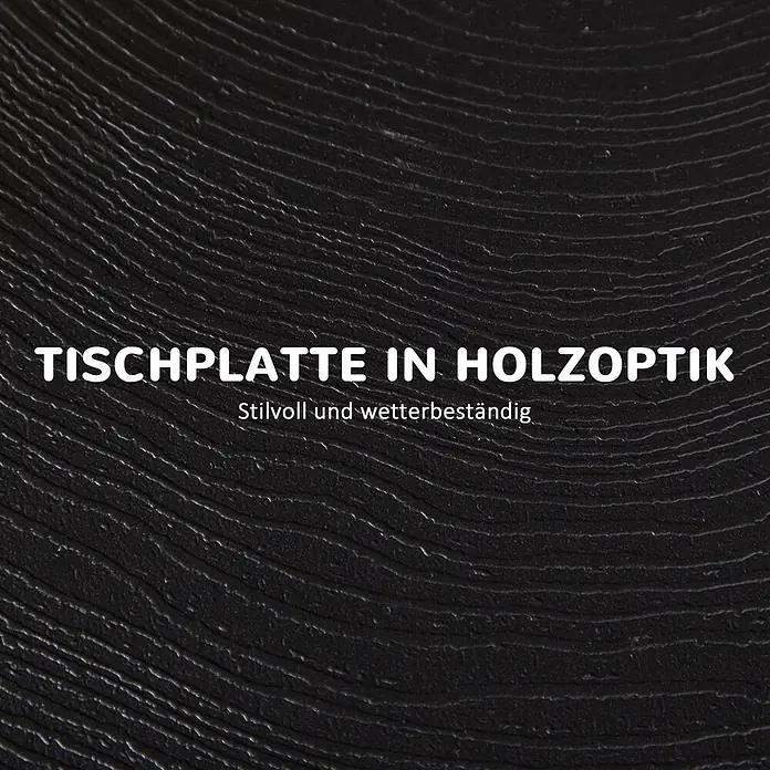 Outsunny Balkontisch rund mit Holzoptik - Stahl, HDPE-Kunststoff, Klappbar, Dunkelgrau - Dunkle Tischplatte in Holzoptik, stilvoll und wetterbeständig.