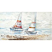 Cuadro pintado a mano (Barcos en el mar, 120 x 60 cm)