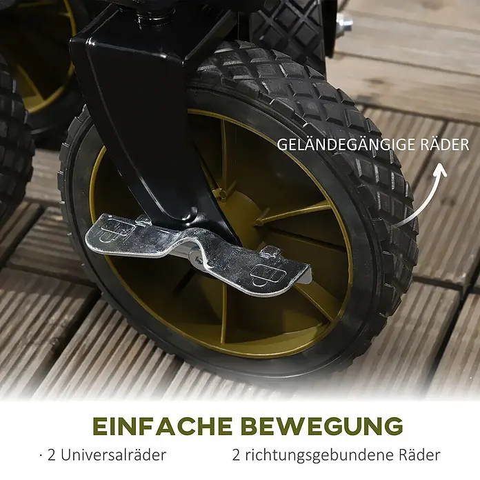 Outsunny Bollerwagen -  - Schwarzes Geländerad mit goldener Felge und silbernem Bremspedal, für leichte Bewegung. Ideal für verschiedene Untergründe.