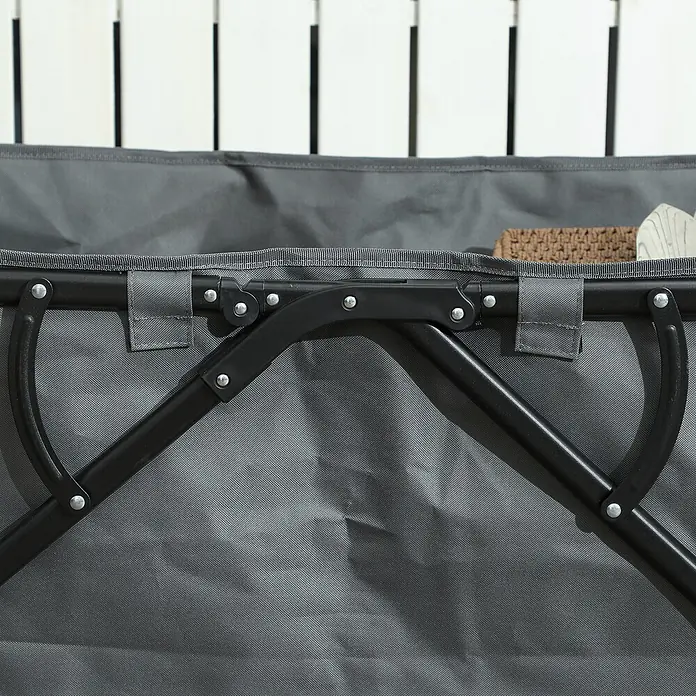 Outsunny Bollerwagen - L x B x H: 100 x 55 x 56 cm - Grauer Stoffbehälter mit schwarzem, faltbarem Metallrahmen.