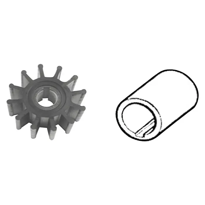 CEF Impeller 500120 GT - Ø x L: 65,2 x 41,1 mm, Wellendurchmesser: 15,9 mm - Eine Nahaufnahme eines Pumpenrads und einer Buchse, die wichtige Komponenten für verschiedene Pumpenanwendungen darstellen.