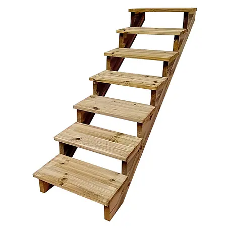 Vinuovo  Außentreppe BERLIN Holztreppe - 7 Offene Stufen 122cm Höhe - 60cm Breite
