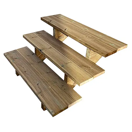 Vinuovo  Außentreppe BERLIN Holztreppe - 3 Offene Stufen 54cm Höhe - 100cm Breite
