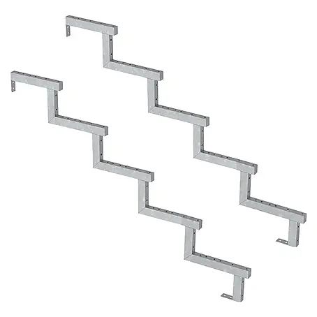 Vinuovo  Außentreppe 2er Set Stahl Treppenwange 5 Stufen - Option für Setzstufen-Höhe 85cm