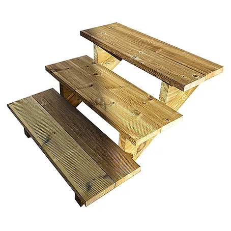 Vinuovo  Außentreppe BERLIN Holztreppe - 3 Offene Stufen 54cm Höhe - 80cm Breite