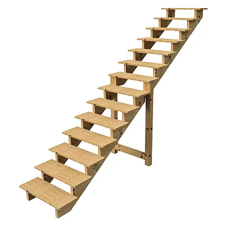 Vinuovo  Außentreppe BERLIN Holztreppe - 14 Offene Stufen 241cm Höhe - 80cm Breite