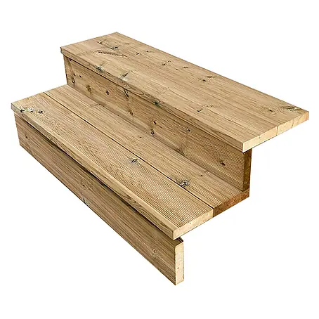 Vinuovo  Außentreppe BERLIN Holztreppe - 2 Geschlossene Stufen 37cm Höhe - 100cm Breite