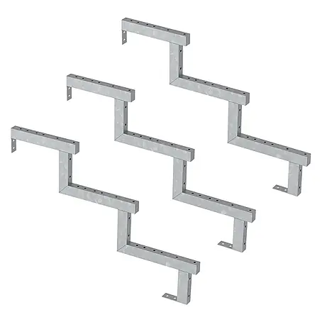 Vinuovo  Außentreppe 3er Set Stahl Treppenwange 3 Stufen - Option für Setzstufen-Höhe 51cm
