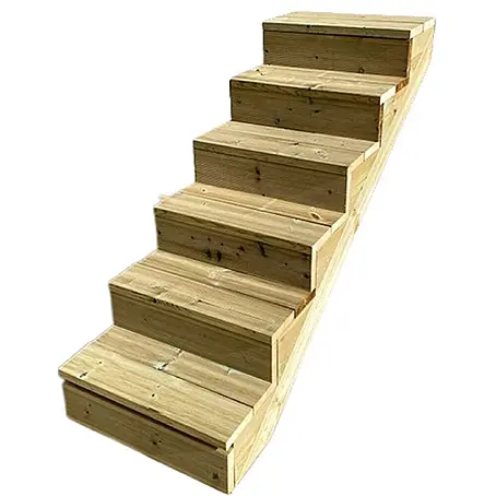 Vinuovo  Außentreppe BERLIN Holztreppe - 6 Geschlossene Stufen 105cm Höhe - 80cm Breite