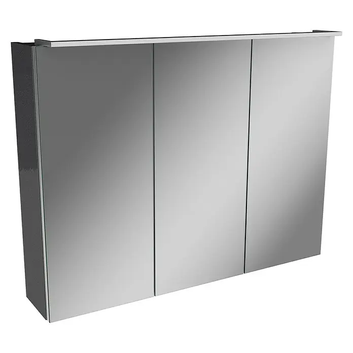 Camargue Stella LED-Spiegelschrank - B x H: 80 x 68,4 cm, Mit Beleuchtung, Grafit - Dreitüriger Spiegelschrank für das Badezimmer mit schlichtem, modernem Design und ausreichend Stauraum.