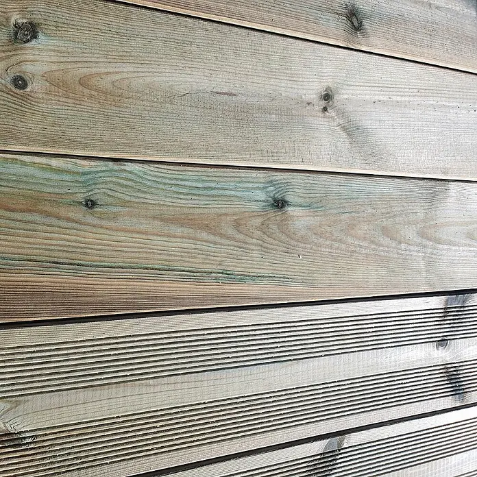 Vinuovo Außentreppe BERLIN Holztreppe - 6 Geschlossene Stufen 105cm Höhe - 120cm Breite - Anzahl Steigungen: 6 Stk., Gerade - Grünlich behandelte Holzterrassenbretter, teils glatt, teils gerillt.