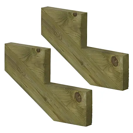 Vinuovo  Außentreppe 2er Set Treppenwange 2 Stufen aus KDI Holz für Gartentreppen-Höhe 34cm