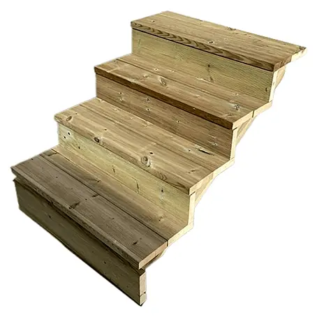 Vinuovo  Außentreppe BERLIN Holztreppe - 4 Geschlossene Stufen 71cm Höhe - 60cm Breite