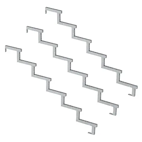 Vinuovo  Außentreppe 3er Set Stahl Treppenwange 6 Stufen - Option für Setzstufen-Höhe 102cm