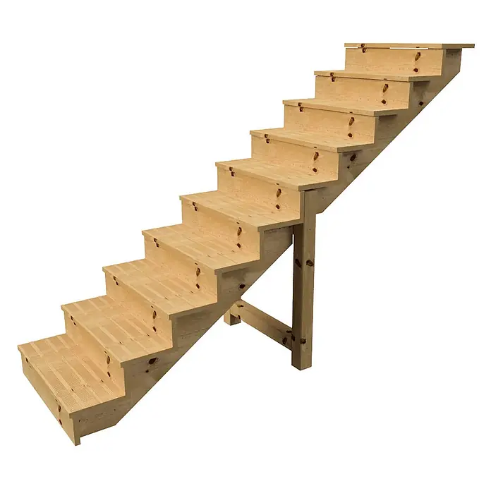 Vinuovo Außentreppe BERLIN Holztreppe - 10 Geschlossene Stufen 173cm Höhe - 80cm Breite - Anzahl Steigungen: 10 Stk., Gerade - Vorgefertigte Treppe aus Naturholz mit Stützrahmen.
