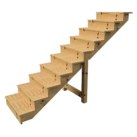 Vinuovo  Außentreppe BERLIN Holztreppe - 10 Geschlossene Stufen 173cm Höhe - 80cm Breite
