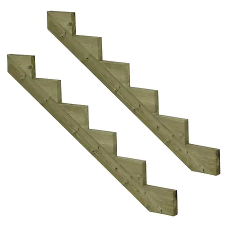 Vinuovo  Außentreppe 2er Set Treppenwange 6 Stufen aus KDI Holz für Gartentreppen-Höhe 102cm