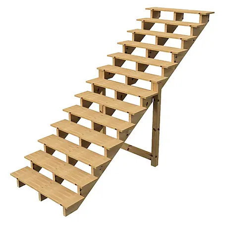 Vinuovo  Außentreppe BERLIN Holztreppe - 13 Offene Stufen 224cm Höhe - 100cm Breite