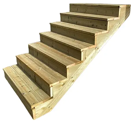 Vinuovo  Außentreppe BERLIN Holztreppe - 7 Geschlossene Stufen 122cm Höhe - 160cm Breite