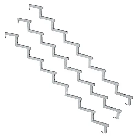 Vinuovo  Außentreppe 3er Set Stahl Treppenwange 8 Stufen - Option für Setzstufen-Höhe 136cm