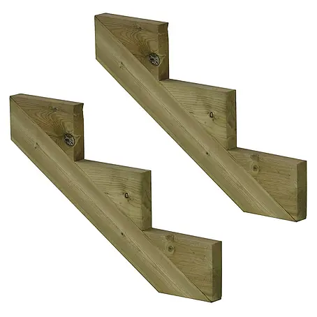 Vinuovo  Außentreppe 2er Set Treppenwange 3 Stufen aus KDI Holz für Gartentreppen-Höhe 51cm