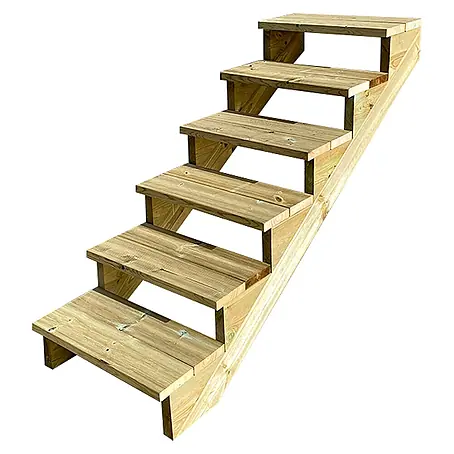 Vinuovo  Außentreppe BERLIN Holztreppe - 6 Offene Stufen 105cm Höhe - 80cm Breite