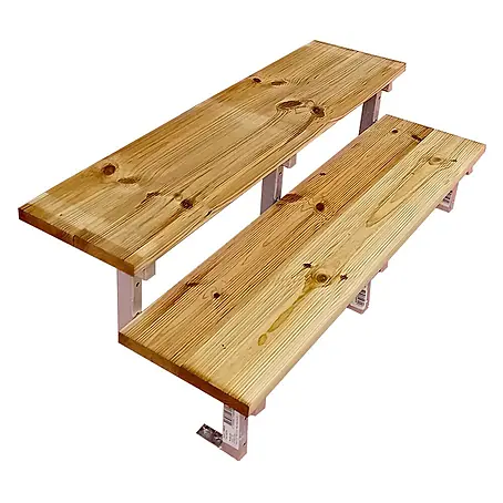 Vinuovo  Außentreppe OSLO - Terrassentreppe Stahl H37cm 2 Stufen Holz KDI Breite 160cm