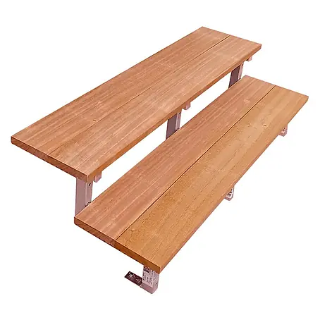 Vinuovo  Außentreppe BALI Gartentreppe Stahl H37cm - 2 Bankirai Hartholz Stufen B120cm