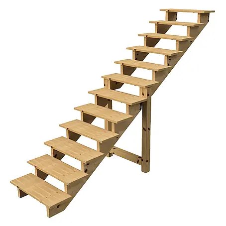 Vinuovo  Außentreppe BERLIN Holztreppe - 12 Offene Stufen 207cm Höhe - 80cm Breite