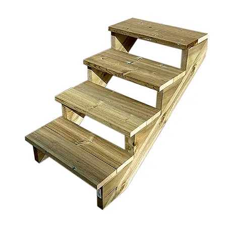 Vinuovo  Außentreppe BERLIN Holztreppe - 4 Offene Stufen 71cm Höhe - 80cm Breite
